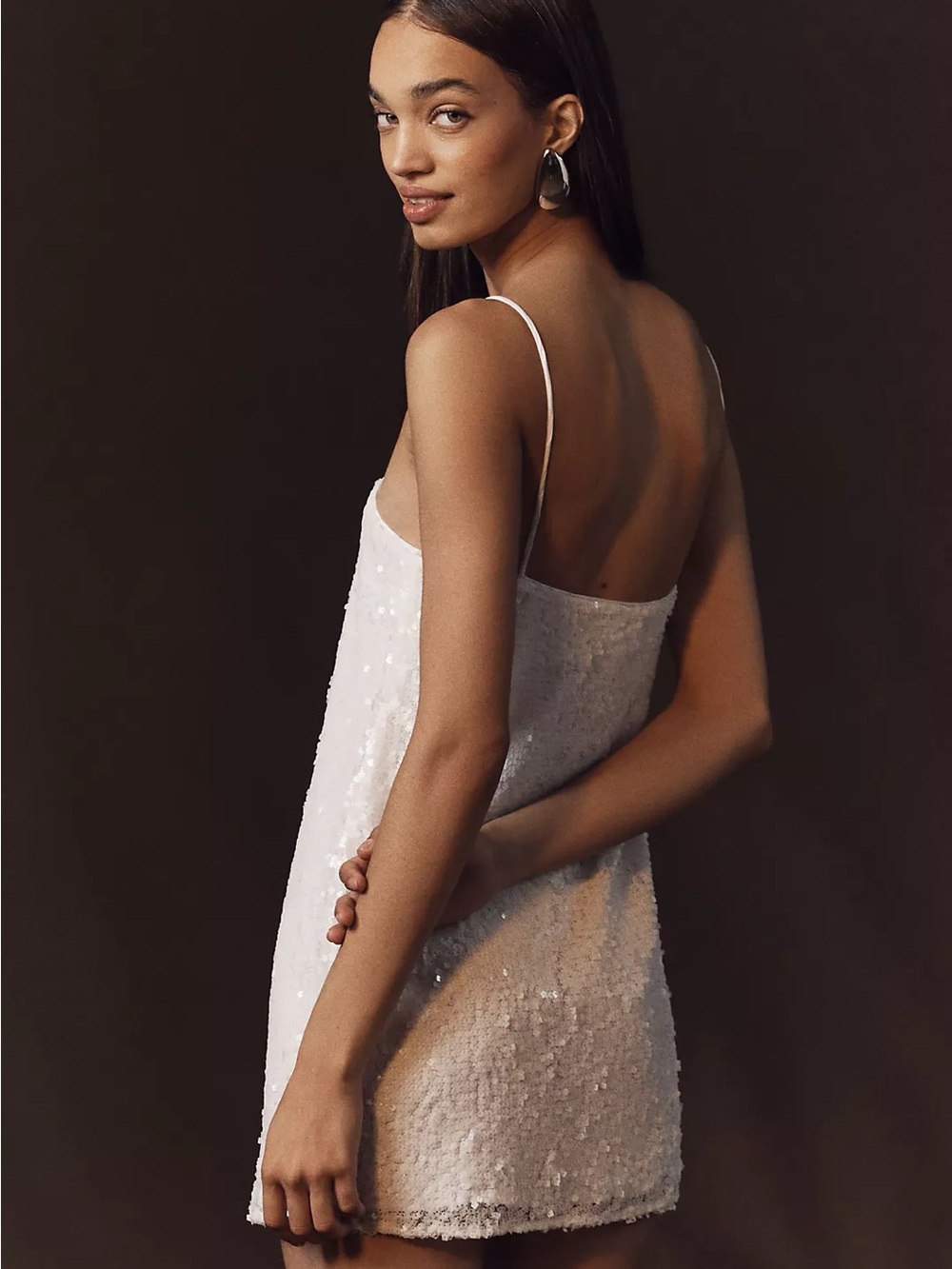 ANTHROPOLOGIE WEDDINGS X SHONA JOY ILLUSION SEQUIN SQUARE-NECK MINI DRESS - Picture 2 of 4